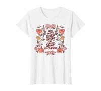 Motivational Quote Flower Design Keep On Going Growing Value Graphic T-Shirt, Women, White, XS