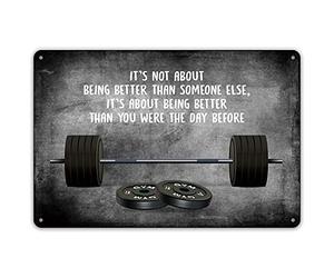 Motivational Quote It's Not About Being Better Than Someone Else Metal Tin Sign Wall Decor Inspirational Quote Fitness Gym Art Signs for Home Decor Gifts