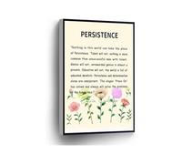 Motivational Quote Wall Art Calvin Coolidge Nothing In This World Can Take The Place Of Persistence Canvas Print for Home Office School Decor(Framed,16x24inch(40x60cm))