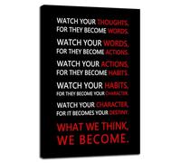 Motivational Quotes Canvas Wall Art Inspirational Watch Your Thoughts Saying Words Posters Prints Inspiring Entrepreneur Quote Home Office Bedroom Wall Decor Artwork Ready to Hang<12 x 18 inch>