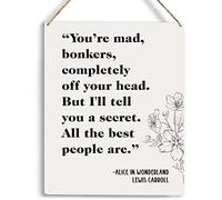 Motivational Quotes Gifts Party Decorations You're Mad Bonkers Quote Wooden Hanging Sign Inspirational Gifts for Bedroom Wall Signches 12x8 inch