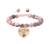 Motivational Quotes Music Lover Bracelet Music Gifts For Fans Girls Pink Natural Stone Bracelet With Heart Pendant Music Lover Gifts Birthday Christmas Graduation Gifts Just A Girl Who Loves Music