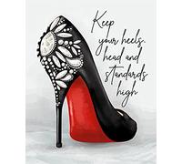 Motivational Quotes Wall Art, Fashion Decor Gift, Coco Chanel Positive Quotes for Women, Fashionista Glam High Heel Bathroom Bedroom Decor