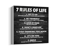 Motivational Quotes Wall Decor 5 Rules of Life Inspirational Motto Canvas Print Wall Art Framed (5 * 5 inch, Black)