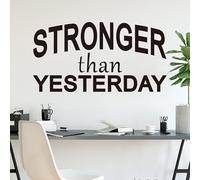 Motivational Quotes Wall Stickers for Gym: Home Workout Inspirational Positive Vinyl Art Wall Decals for Living Room Bedroom Classroom School - Stronger Than Yesterday 21" X 11"