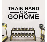 Motivational Quotes Wall Stickers for Gym: Inspirational Positive Vinyl Art Wall Decals for Classroom School Bedroom Living Room - Train Hard Or Go Home 23" X 9"