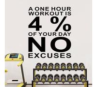 Motivational Quotes Wall Stickers for Gym: Inspirational Vinyl Art Wall Decals for Garage Classroom School Office - A One Hour Workout is 4% of Your Day No Excuses 15" X 18"