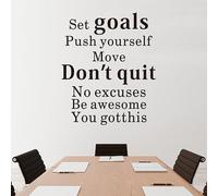 Motivational Quotes Wall Stickers for Gym: Office Inspirational Positive Vinyl Art Wall Decals for Bedroom Classroom School Home - Set Goals Push Yourself Don't Quit 15" X 18"