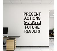 Motivational Quotes Wall Stickers for Office: Inspirational Positive Vinyl Art Wall Decals for Bedroom Classroom School - Present Actions Create Future Results 15" X 18"