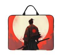 Motivational Samurai Laptop Case 14 Inch Japanese Warrior Laptop Bag for Women Men, Water-Resistant Business Computer Carrying Bag Shockproof Notebook Sleeve