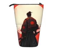 Motivational Samurai Standing Pencil Case Japanese Warrior Pen Pouch Holder Telescopic Pencil Bag Pop Up Cosmetics Bag Stationery Organizer for School Office Travel