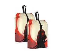 Motivational Samurai Travel Shoe Bag 2Pcs Japanese Warrior Water Resistant Shoe Organiser with Zipper Handle, Lightweight Pouch for Suitcase & Gym, Folds Flat for Packing