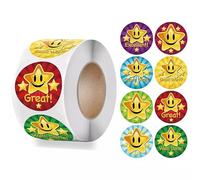 Motivational Star Stickers for Kids, Reward Labels, 100/500 Pieces, 25mm/38mm (100, 1inch/25mm)