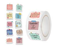 Motivational Stickers Roll,500 PCS 1 Inch Round Labels with 10 Colorful Designs Self-Affirmation Stickers for Party Favors,Gift Wrapping Celebrations Envelopes Scrapbooking Crafts
