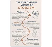 Motivational Stoicism Poster - The Four Pillars of Stoic Philosophy, Canvas Wall-Art Print for Mindfulness, Room Decor(Unframed,08x12inch(20x30cm))