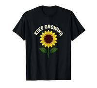 Motivational Sunflower Graphic Keep Growing Quote T-Shirt
