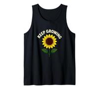 Motivational Sunflower Graphic Keep Growing Quote Tank Top
