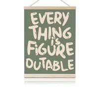 Motivational Wall Art, Everything is Figureoutable Inspirational Quotes Room Decor Hanger Frame, Positive Wooden Wall Art for Bathroom, Classroom Decor, Home, Nursery Playroom, Office (15.7x11.8inch)