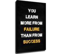 Motivational Wall Art Learn From Failure Than Success Inspirational Quote Poster for Home Office Decor(Framed,16x24inch(40x60cm))
