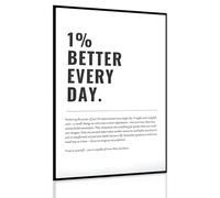 Motivational Wall Art Posters For Bedroom, Inspirational Quotes Wall Prints Decor, Positive Healing Letter Art Work With No Frame For Home Office Walls Decorations, 1% BETTER EVERYDAY, 40x30 cm
