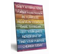 Motivational Wall Art Sign Plaque Inspire Every Day Vibrant Print Daily Affirmation A4 Wooden Home Décor Uplifting Decoration
