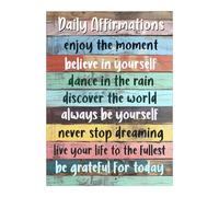 Motivational Wall Art Sign Wooden Quotes Plaque Daily Affirmation Positive Decorations for Home, Gym, Office, Reading Corner Decorations, Inspirational Quote Kids Wall Art with 2 Hooks, 30 * 21cm