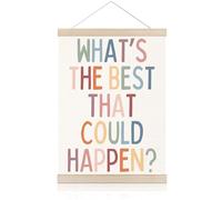 Motivational Wall Art, What's the Best That Could Happen Inspirational Quotes Wall Art, Boho Motivational Wooden Canvas Poster Hanger for Living Room, Bedroom,Office(16x12inch)