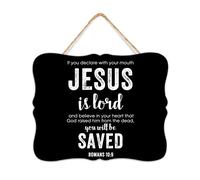 Motivational Wall Art Wooden Plaque Sign Retro If You Declare with Your Mouth, “Jesus Is Lord,” And Believe in Your Heart That God Raised Him from Dead, You Will Be Saved. Romans ~9 Small Signs