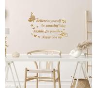 Motivational Wall Decals Featuring Uplifting Quotes and Butterfly Designs for Walls, Mirrors, Tiles, Perfect for Personal or Shared Spaces (Gold)