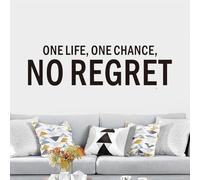 Motivational Wall Decals for Living Room: Inspirational Quotes Office Gym School Classroom Garage Bedroom Vinyl Art Wall Stickers - One Life One Chance No Regret 35" X 9"