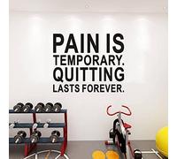 Motivational Wall Decals, Gym Wall Stickers, (Easy to Apply), Wall Decor Vinyl Art Quotes Inspirational Office School Classroom Garage Sports Positive Posters Home Sayings, Pain is Temporary 18"X15"
