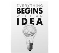 Motivational Wall Decor - Begins with an Idea - Inspirational Wall Art for Men, Office Decorations for Work Women, Home Living Room Positive Affirmations Unframed Poster 8x10 Inch Picture