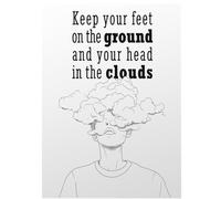 Motivational Wall Decor - Head in the Clouds - Inspirational Wall Art for Men, Office Decorations for Work Women, Home Living Room Positive Affirmations Unframed Poster 8x10 Inch Picture