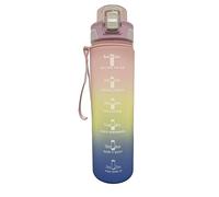 Motivational Water Bottle with Time Markers, 32oz/1000ml, Leak-Proof Sports Bottle for Running, Cycling, Gym, School & Office, Gradient Colours, Portable Travel Design, 11.3x3.0 Inch (Pink Gradient)