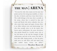 Motivational Wood Wall Art Inspirational The Man in The Arena Theodore Roosevelt Quote Hanging Sign Speech Quotes Plaque Signs Farmhouse Home Office Wall Decor Gift for Men 8x10 Inches