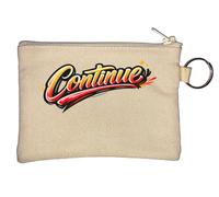 Motivational Word Art Design Continue Key Chain Coin Purse Beige