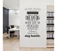 Motivational “Work Hard” Quotes Wall Art Stickers Inspirational Words Letters Simple Decorative Removable DIY Vinyl Wall Decals Living Room, Bedroom Mural