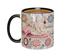Motivational Yoga Mug 330ml Ceramic Mug with Decorative Yoga Theme Travel Coffee Mug Portable Mug for Autumn/Winter Outdoor Tea Hiking Game Home Party Whiskey Bi