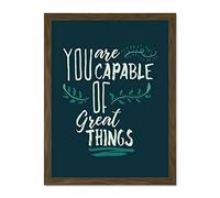 Motivational You Are Capable Great Things Large Framed Art Print Poster Wall Decor 18x24 inch