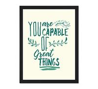 Motivational You Are Capable Great Things Reverse Large Framed Art Print Poster Wall Decor 18x24 inch