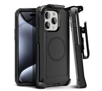 MOTIVE Designed for iPhone 15 Pro Case with Belt Clip, Magnetic Case Magsafe Compatible, Heavy Duty and Quad Layer Military Grade Protection for iPhone 15 Pro Holster, 6.1" | Black