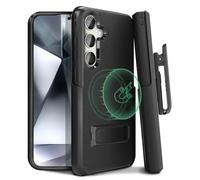 MOTIVE Designed for Samsung Galaxy s24 Case with Belt Clip, Compatible with MagSafe, Dual-Layer 10FT Military Grade Drop Protection, Shockproof s24 Holster Case 6.1” | Black