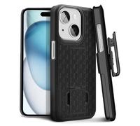 MOTIVE for iPhone 15 Case with Belt Clip, Shell Holster Combo for Apple iPhone 15 Holster, Slim Rugged Case, Drop Shockproof Protective Cover & Kickstand, 6.1 inch | Black
