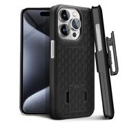 MOTIVE for iPhone 15 Pro Case with Belt Clip, Shell Holster Combo for Apple iPhone 15 Pro Holster, Slim Rugged Case, Drop Shockproof Protective Cover & Kickstand, 6.1 inch | Black