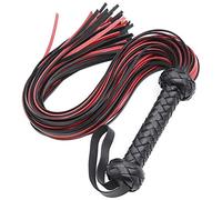 MOTIVE LIFE Faux Leather Whip Riding Crop,Soft Flogger for Equestrian,Long Bullwhip for Cosplay Costume,Red-black