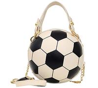 MOTIVE LIFE Womens football Shaped Crossbody Bag Small Evening Bag,Mini PU Leather Purse Handbag for Girls,White black