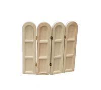 MotiveTech 1:12 Scale Dollhouse Mini Furniture Model Arched-Top Folding Screen Recessed Design Miniature Decor Japanese Style, Unfinished Wood