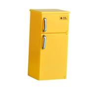 MotiveTech 1/12 Scale Dolls House Furniture Miniature Refrigerator Mini Model Kitchen Dollhouse Accessories Dollhouse Decoration for Kids Playroom Educational Pretend Role Play Toys Ages 3+, yellow