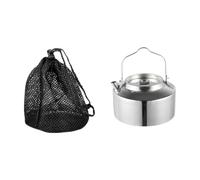 MotiveTech 1.2 Liter Camping Kettle, Fast Heating, Lightweight, for Stoves, Coffee Makers for Backpacking Trips And Picnics, Silver Handle
