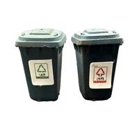 MotiveTech 1:64 Mini Garbage Can Model, Outdoor Garbage Can Scene Display for Railway Scenery, Separated